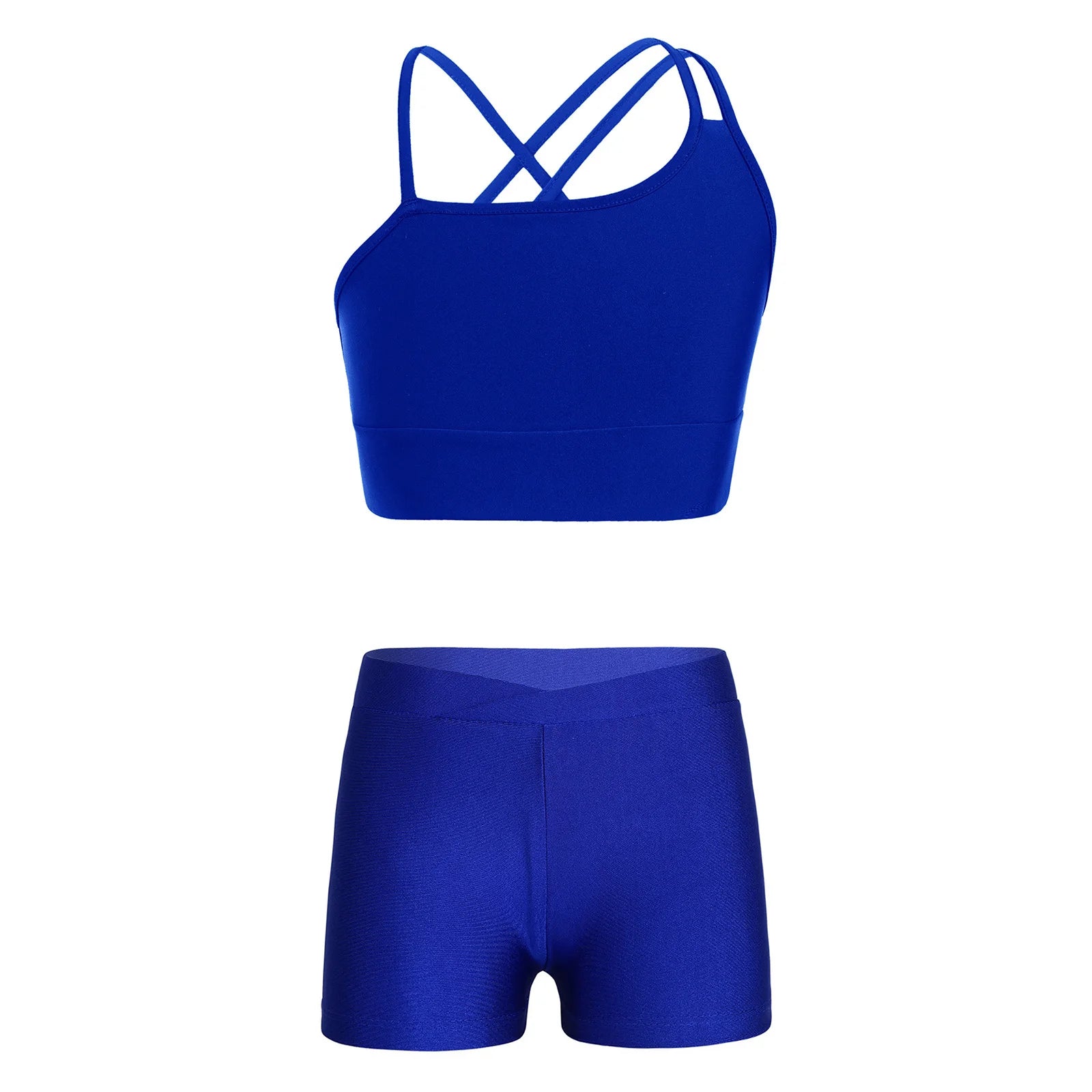 Conjunto de Top Curto e Shorts Esportivo para Meninas - Roupa Esportiva de 2 Peças para Ginástica, Dança e Treino (4-14 anos)