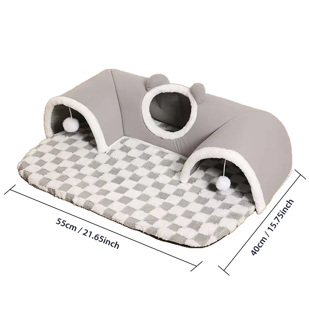 Cama-túnel para gatos – Tubo de brincar espaçoso e dobrável com design durável.