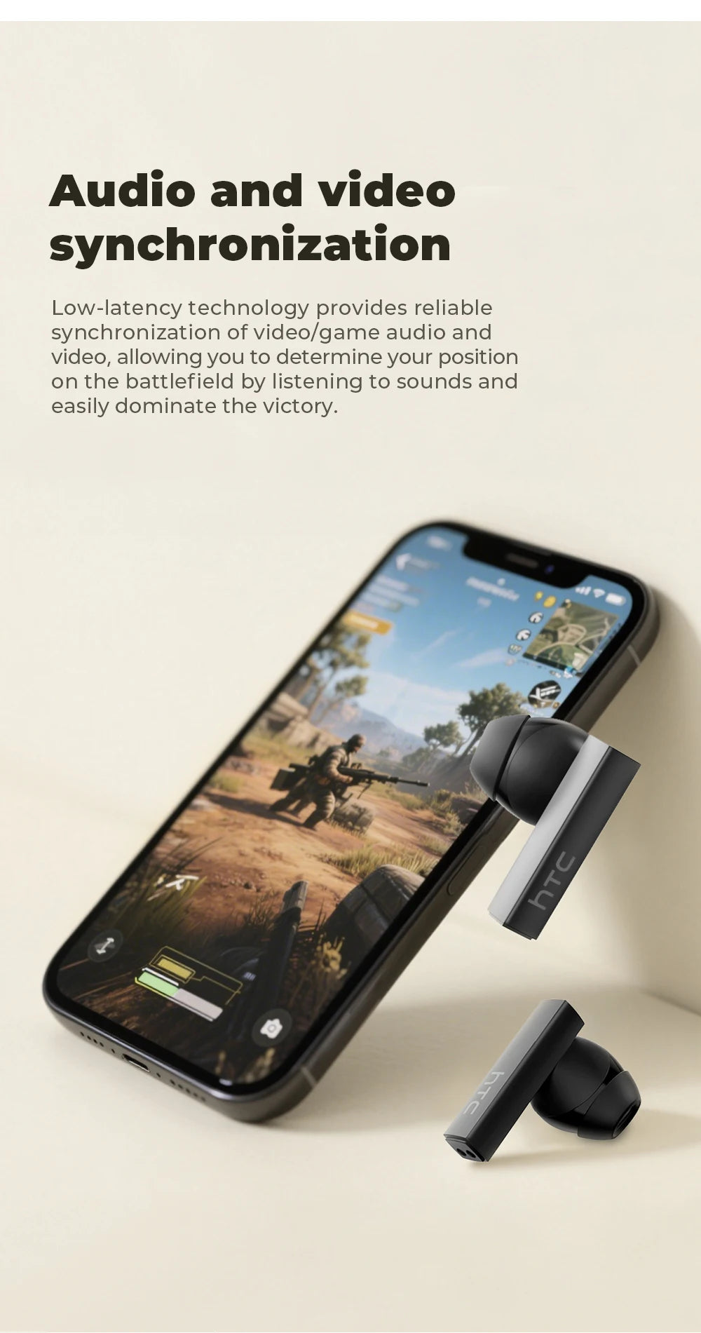 Fones de Ouvido Bluetooth HTC com Tradutor IA e Legendas HD - TWS Esportivo Sem Fio