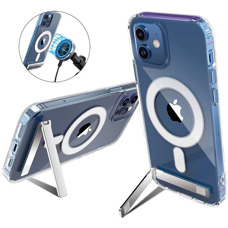 Magnetic iPhone Case with Kickstand – Clear Transparent Cover