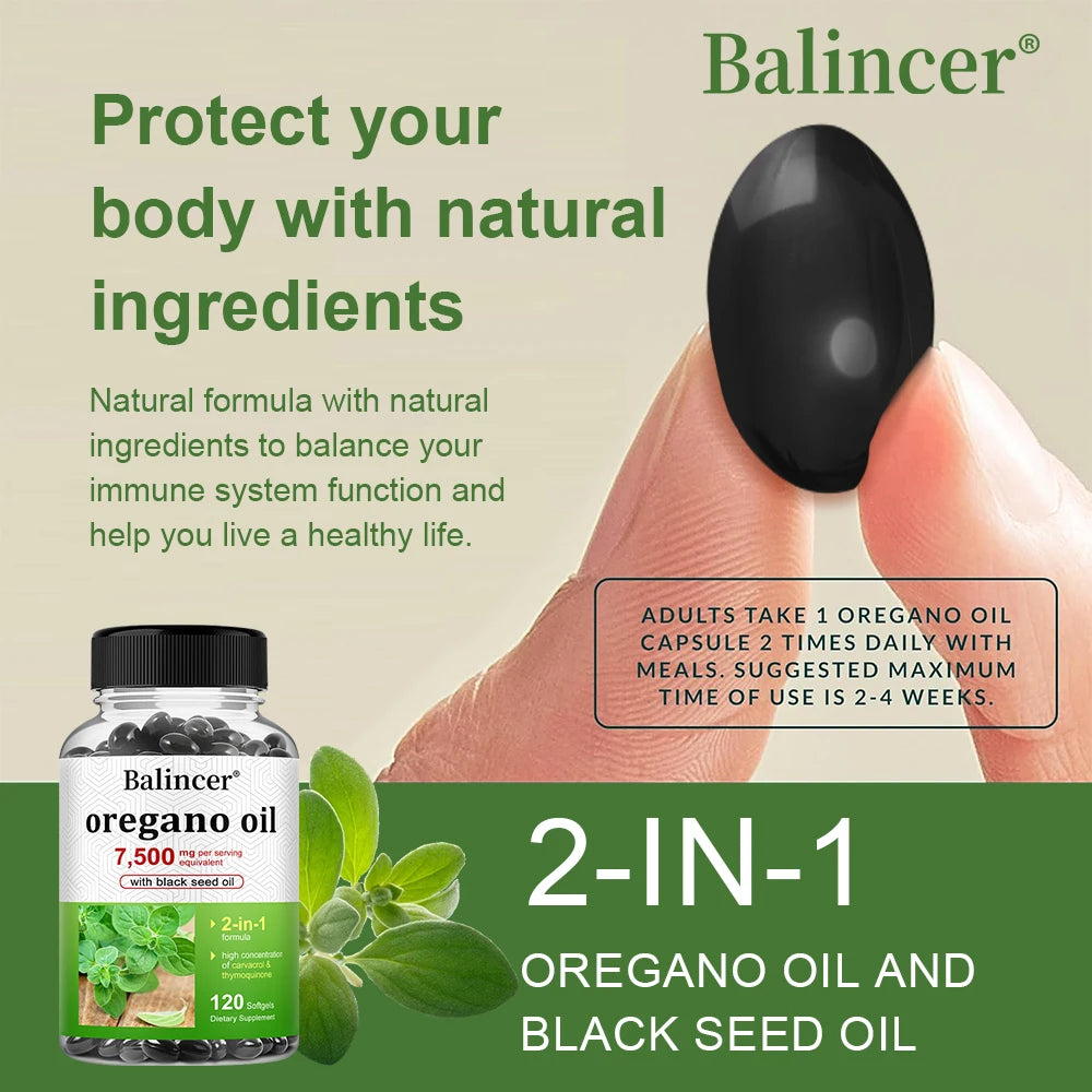 Oregano Oil 7,500mg with Black Seed for Immune Health