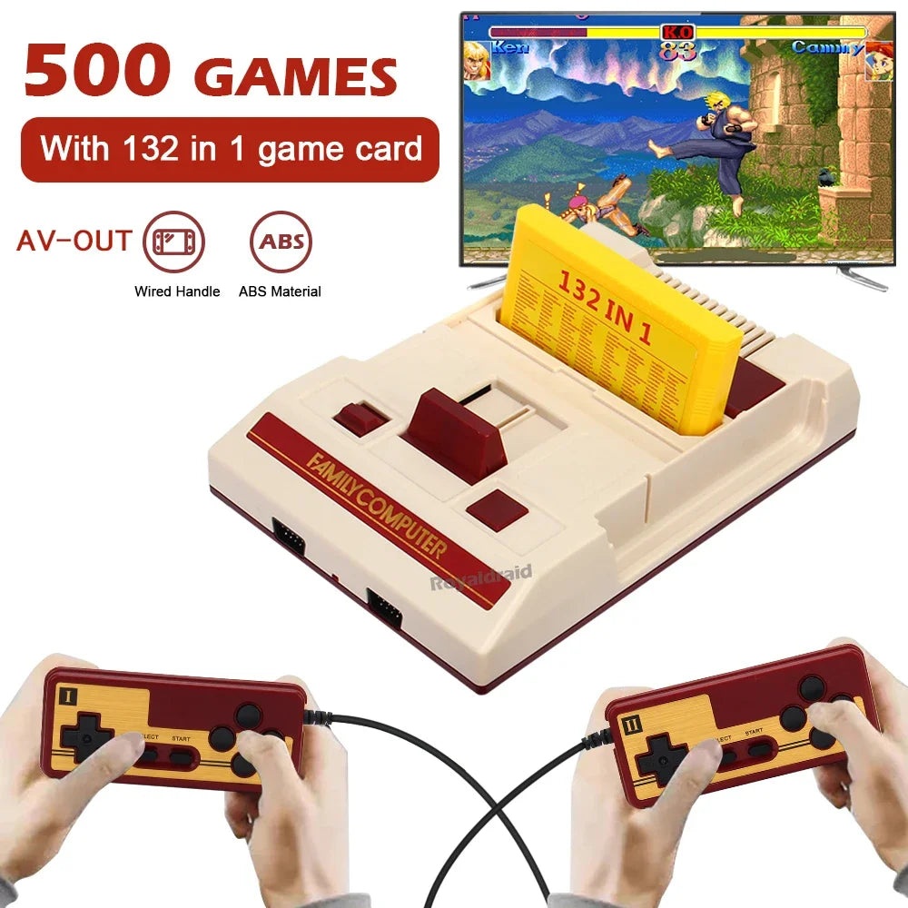 Console de jogos retrô de 8 bits - 500 jogos integrados com suporte para cartuchos