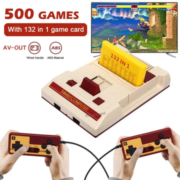 Console de jogos retrô de 8 bits - 500 jogos integrados com suporte para cartuchos