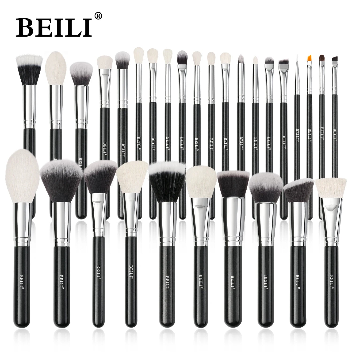 Kit profissional de pincéis para base e sombra para maquiagem.