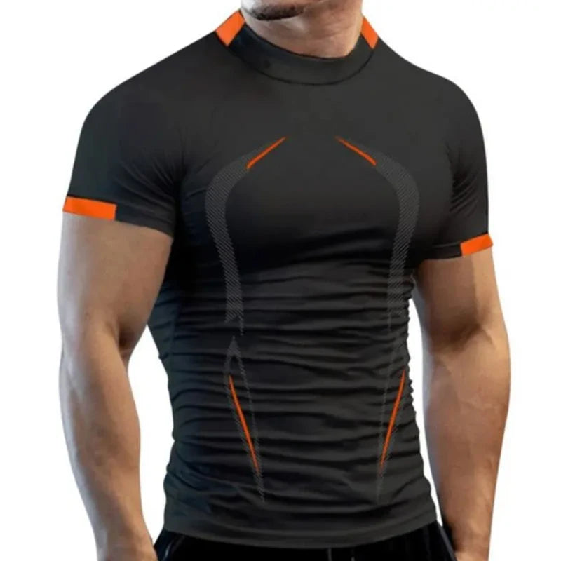 Camiseta de Compressão Masculina - Camisa de Treino de Secagem Rápida (Manga Curta Rash Guard)