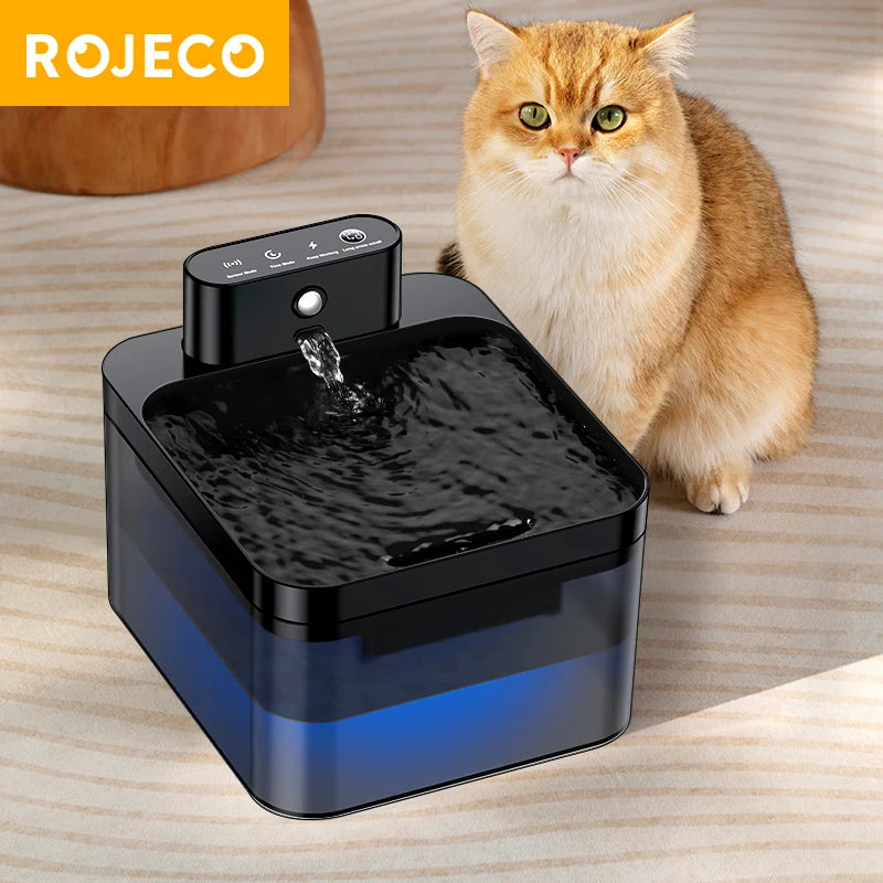 ROJECO Wireless Automatic Cat Water Fountain – 2600mAh Smart Pet Water Dispenser