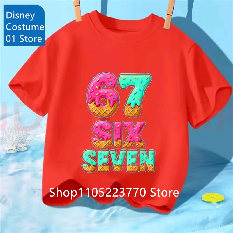 Cartoon Print Kids T-Shirt – Cute Short Sleeve Casual Tee for Boys & Girls