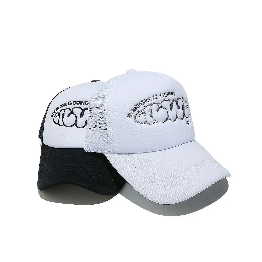 "Everyone Is Going" Letter Embroidered Trucker Cap - Breathable Hip-Hop Snapback Hat