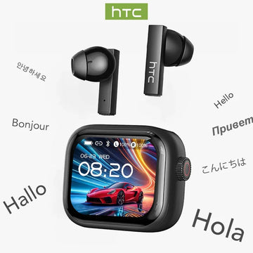 Fones de Ouvido Bluetooth HTC com Tradutor IA e Legendas HD - TWS Esportivo Sem Fio