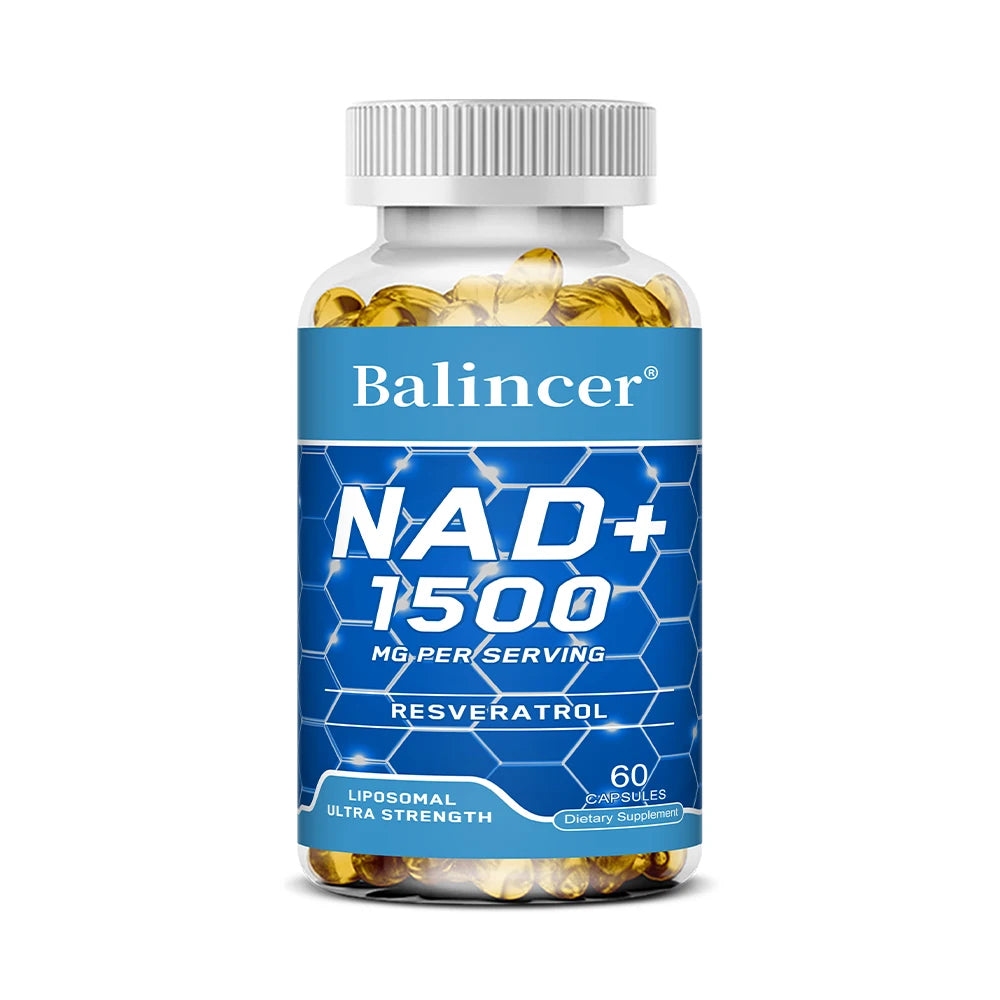 Suplemento NAD+, com Resveratrol, Suplemento de Energia Natural, Apoio à Saúde Celular, Antienvelhecimento, Aumento da Imunidade - 120 Cápsulas