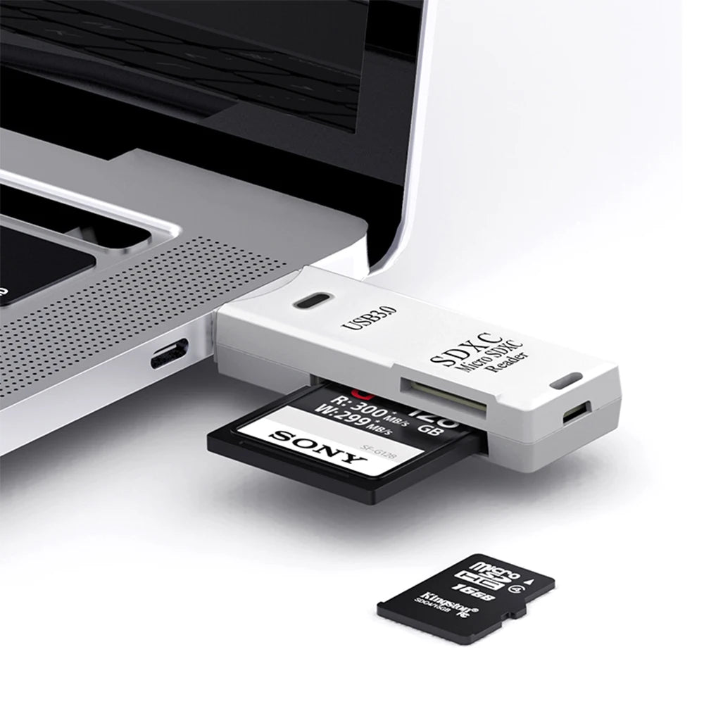 Leitor de cartão USB 3.0 2 em 1, leitor de cartão Micro TF SD, adaptador USB, leitor de cartão de alta velocidade, leitor de cartão de memória TF para acessórios de PC e laptop.