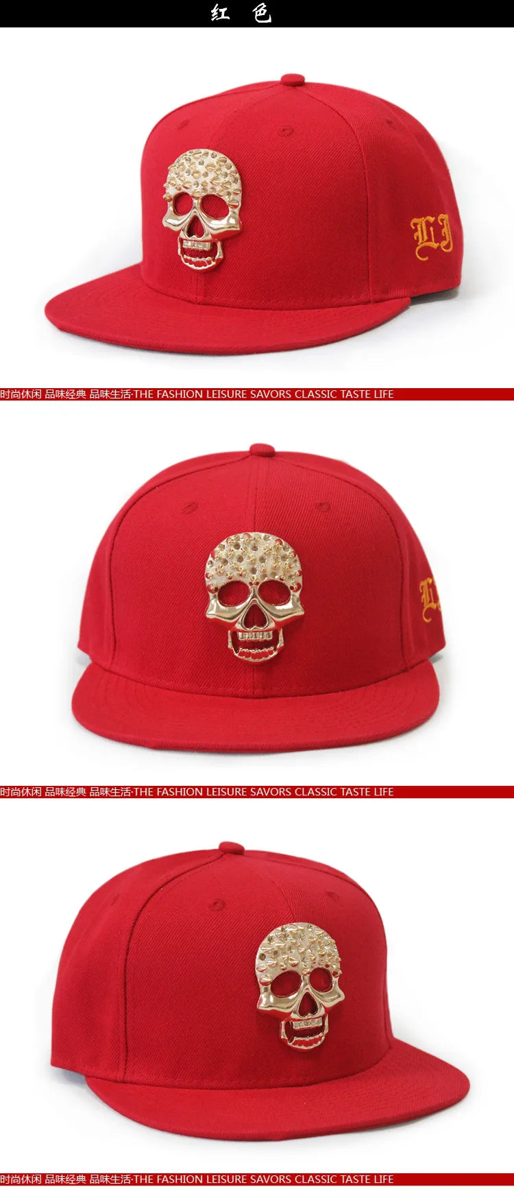 Boné de Aba Reta com Rebites de Caveira - Boné de Beisebol Snapback Estilo Hip-Hop para Dança de Rua e Estilo Urbano