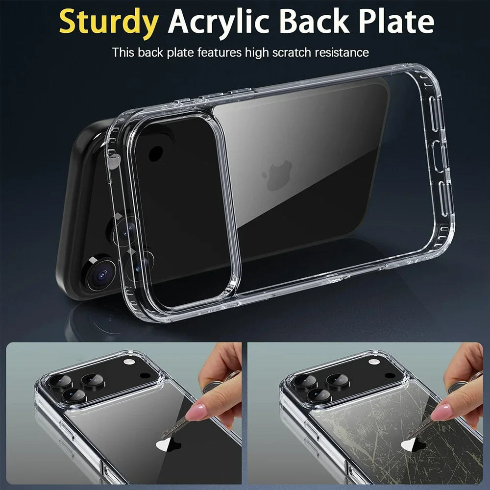 🔥 PROMOÇÃO! Capa Transparente à Prova de Choque para iPhone 17 Pro Max - Capa Híbrida de Cristal