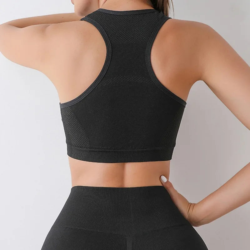 Conjunto de Yoga Feminino Sem Costura - Top Esportivo e Shorts para Treino (Conjunto de 2 Peças para Academia e Fitness)
