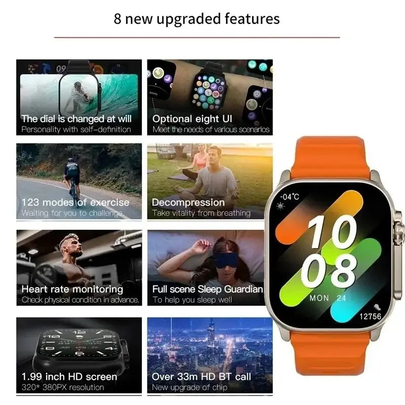 T900 Ultra 2 Smart Watch – 49mm AMOLED, Bluetooth Calls, NFC, IP65 Waterproof