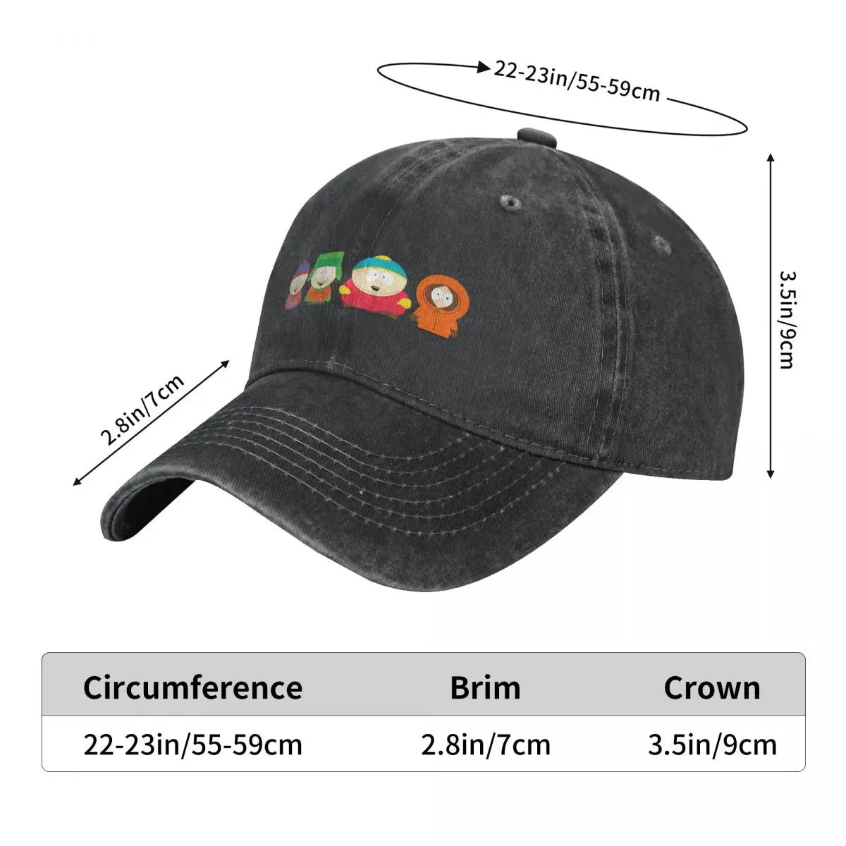South Park Baseball Cap - Eric Cartman Stan Kyle Kenny Snapback Hat for Fans