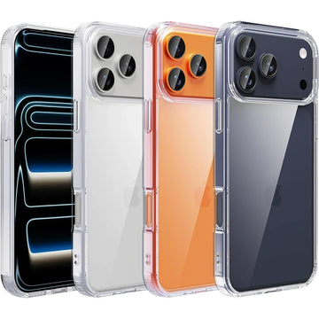 🔥 PROMOÇÃO! Capa Transparente à Prova de Choque para iPhone 17 Pro Max - Capa Híbrida de Cristal