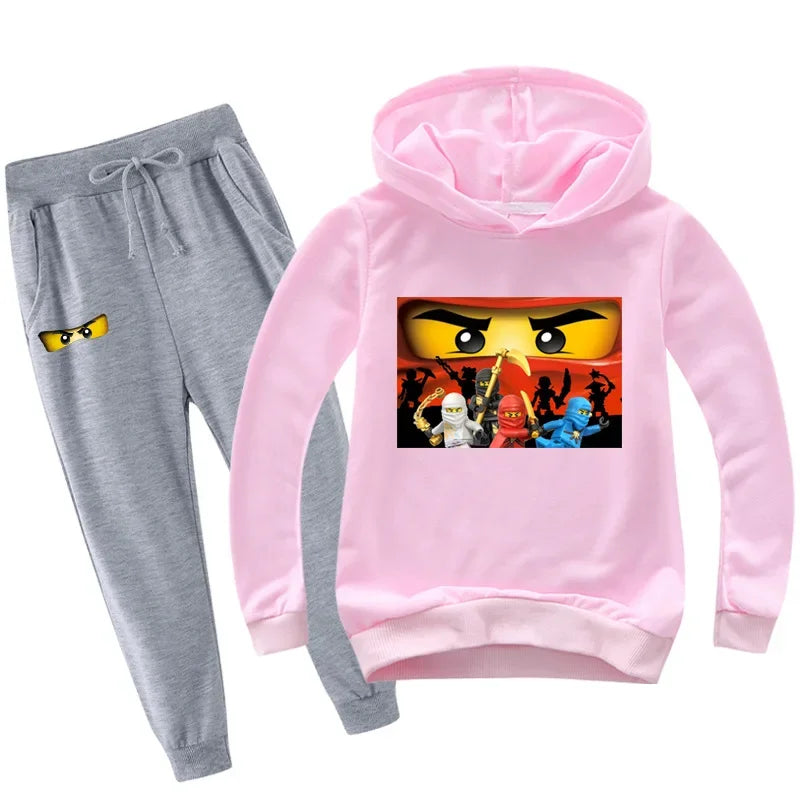 Roupas Infantis Meninos de 2 a 13 Anos Primavera Outono Conjuntos de Roupas Infantis Moletons Calças Conjunto de 2 Peças Agasalho Anime Casaco