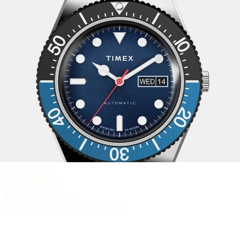 Men's Mechanical Multifunction Watch – Stainless Steel with Calendar, Stopwatch & Arabic Numeral Dial | Black Blue & Black Red