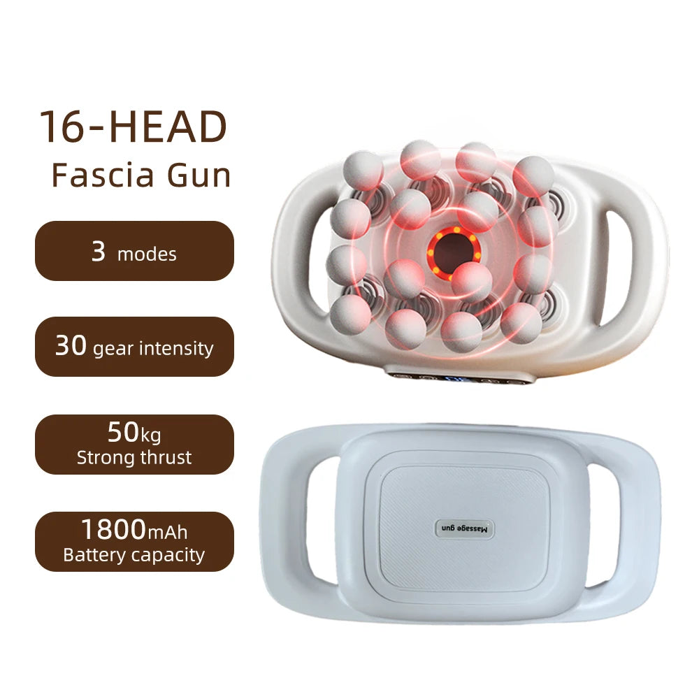 16-Head High-Frequency Fascia Gun for Full Body Massage