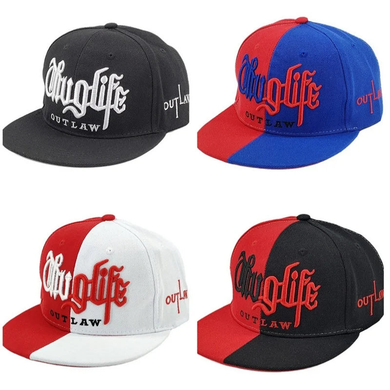 Boné de Beisebol Hip-Hop Bordado - Chapéu Ajustável Snapback para Uso Casual e ao Ar Livre