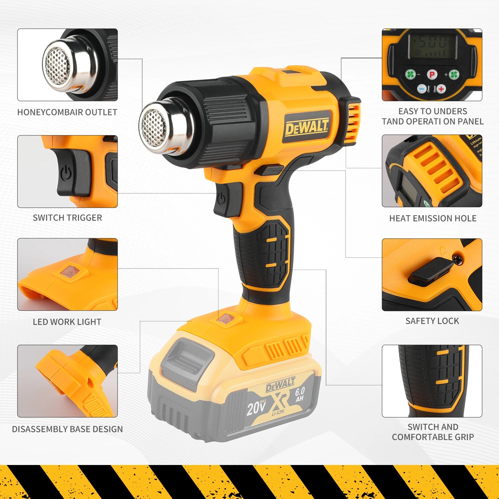🔥 OFERTA IMPERDÍVEL! Pistola de ar quente sem fio DeWalt DCE530 20V - Ferramenta de soldagem com temperatura ajustável até 550°C