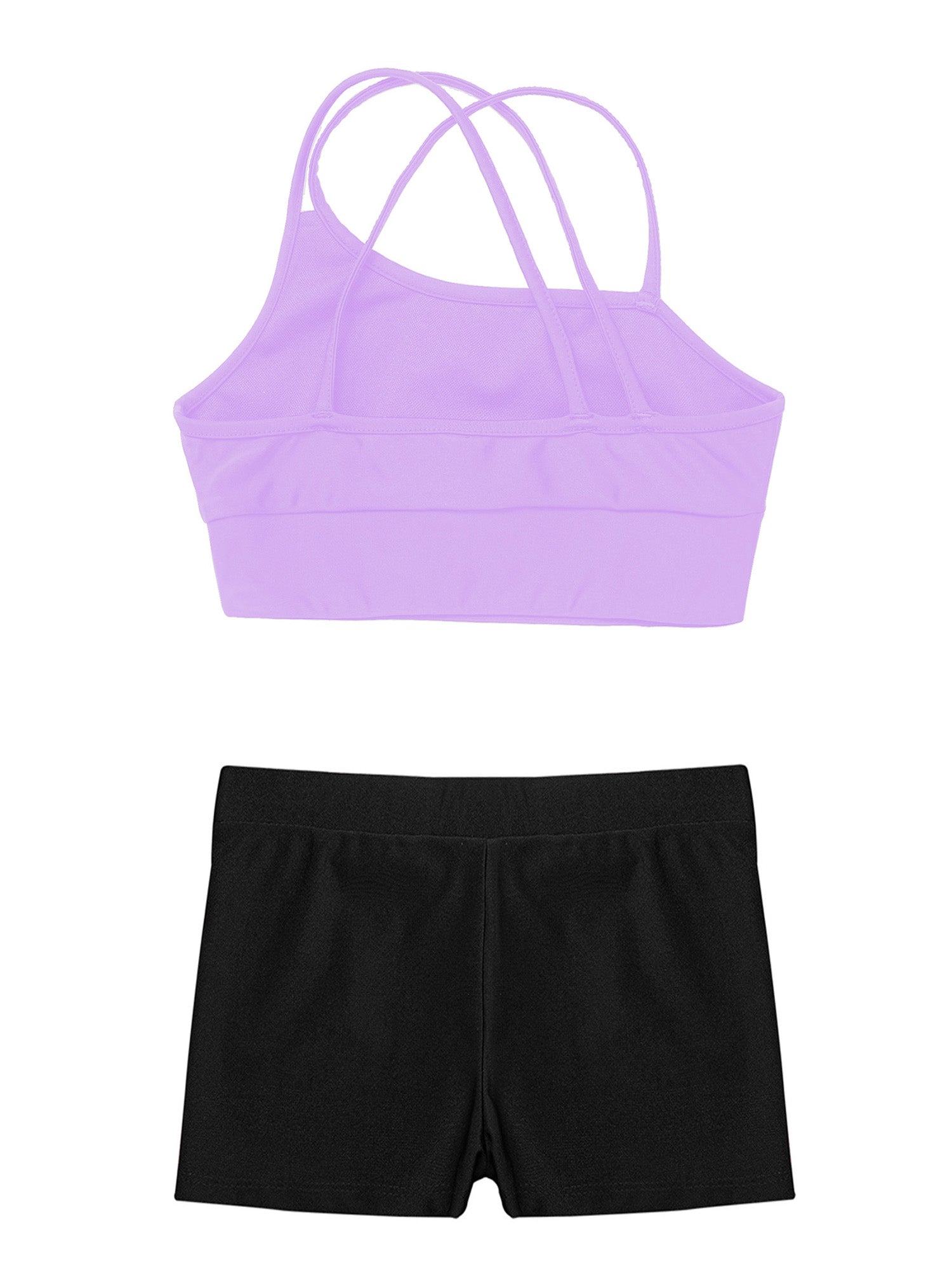 Conjunto de Top Curto e Shorts Esportivo para Meninas - Roupa Esportiva de 2 Peças para Ginástica, Dança e Treino (4-14 anos)