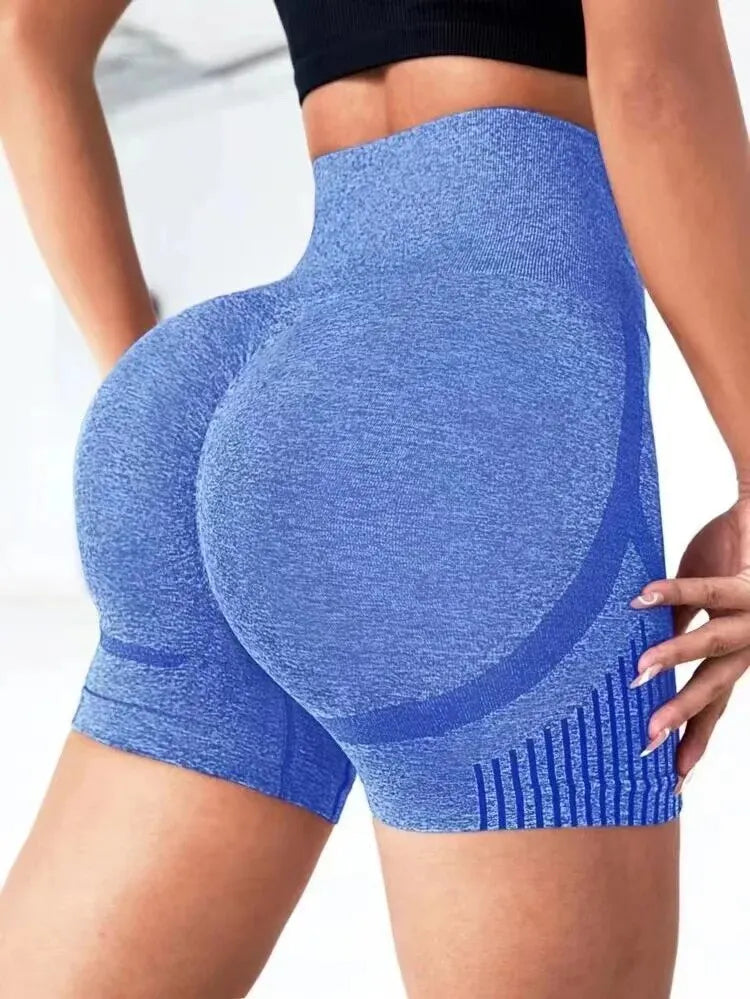 Shorts de Yoga Femininos Que Levantam o Bumbum - Shorts de Treino Sem Costura de Cintura Alta para Academia e Fitness