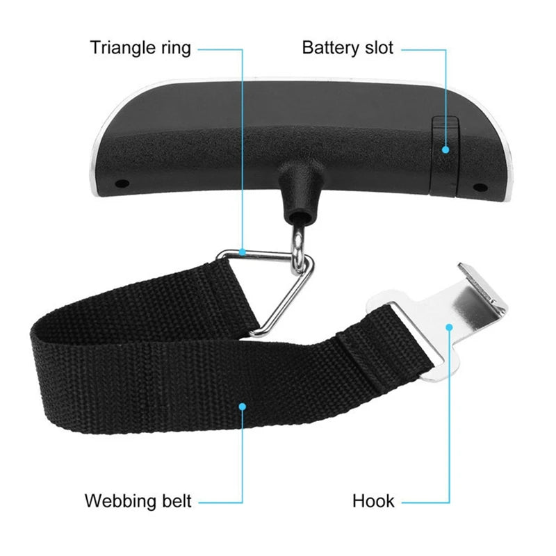 Balança portátil digital com visor LCD, capacidade de 50 kg (110 lb), para pendurar malas e bagagens. Ideal para viagens e para equilibrar o peso de malas e bagagens.
