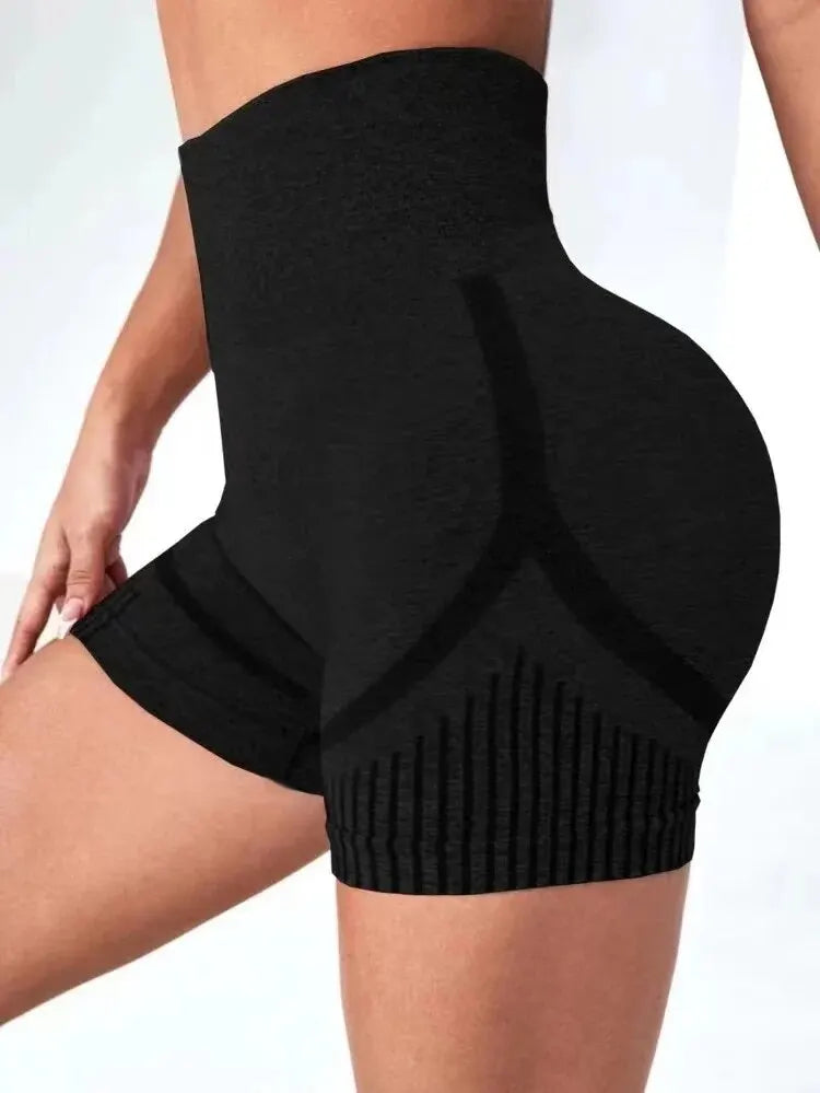 Shorts de Yoga Femininos Que Levantam o Bumbum - Shorts de Treino Sem Costura de Cintura Alta para Academia e Fitness