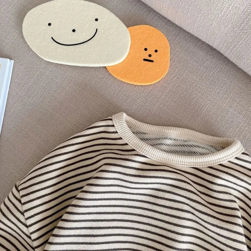 Camiseta Infantil Listrada de Manga Comprida - Blusa de Algodão Unissex para Meninos e Meninas (2-6 anos)