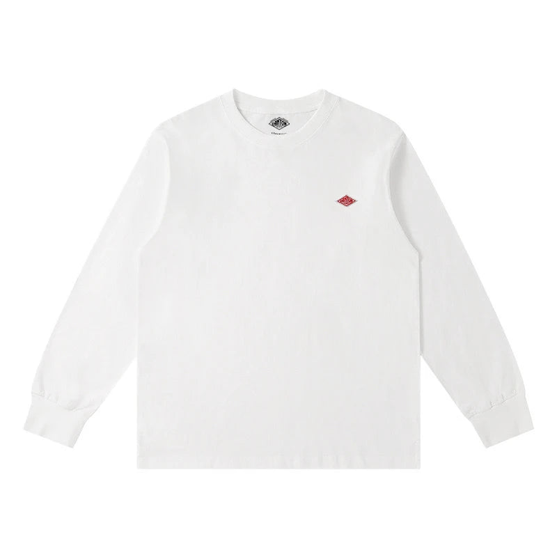 Camiseta de algodão de manga comprida estilo japonês para o outono – Blusa clássica de corte solto