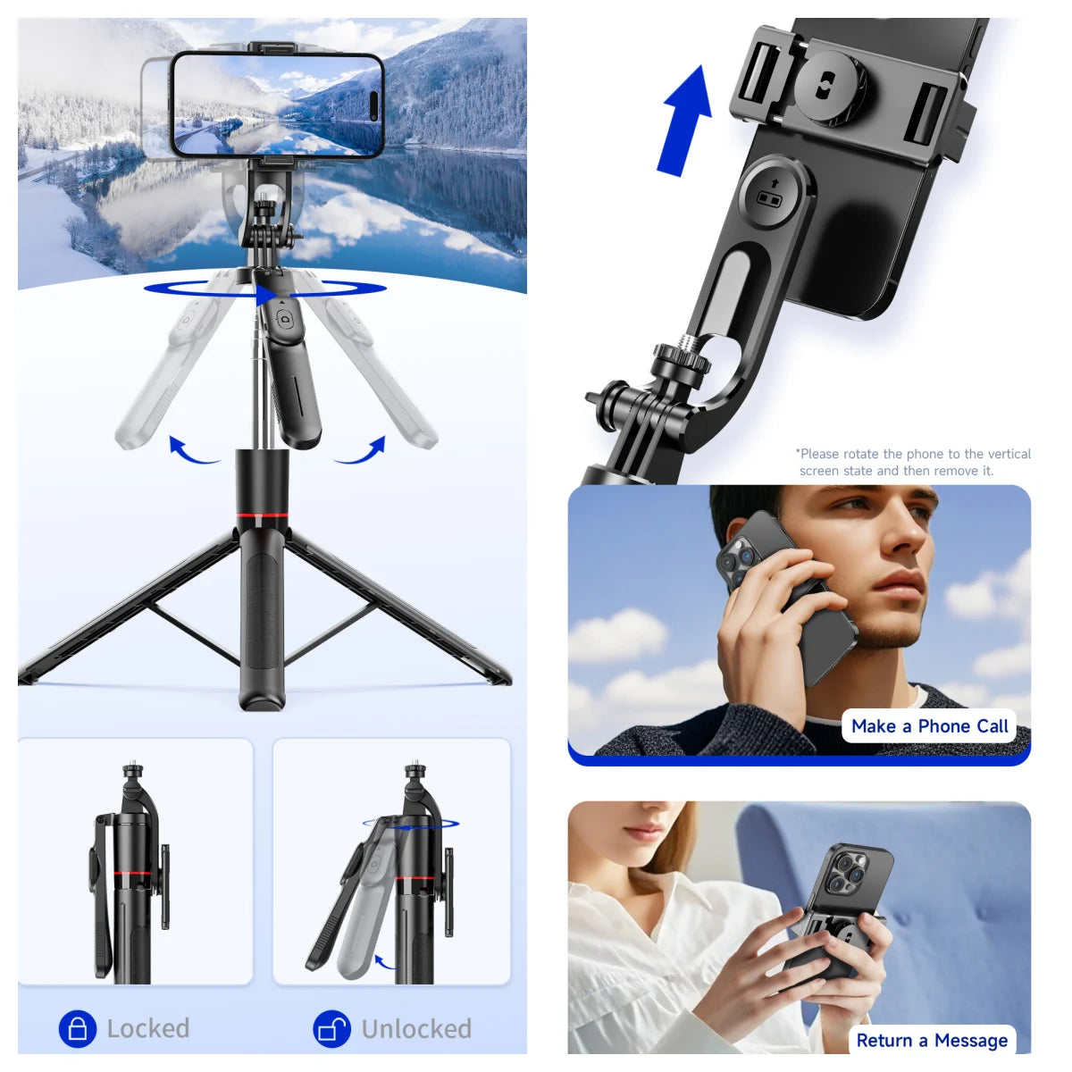 Selfie Stick Tripod with Fill Light – Bluetooth Remote