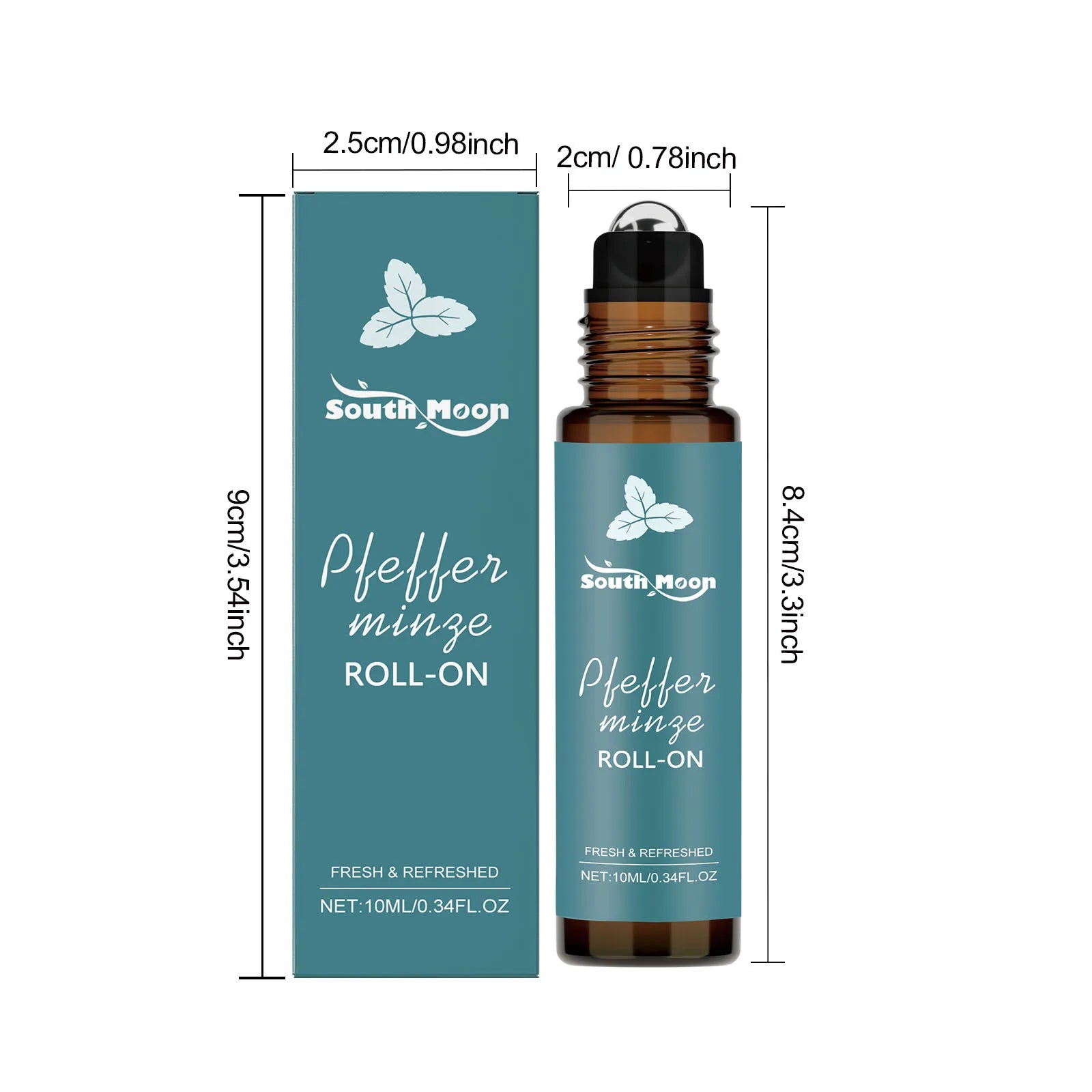 Roll-on de óleo essencial de hortelã-pimenta - Aromaterapia portátil e refrescante para relaxamento e massagem.
