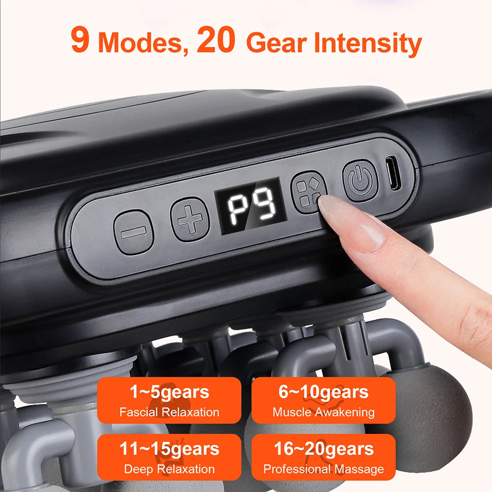 16-Head High-Frequency Fascia Gun for Full Body Massage