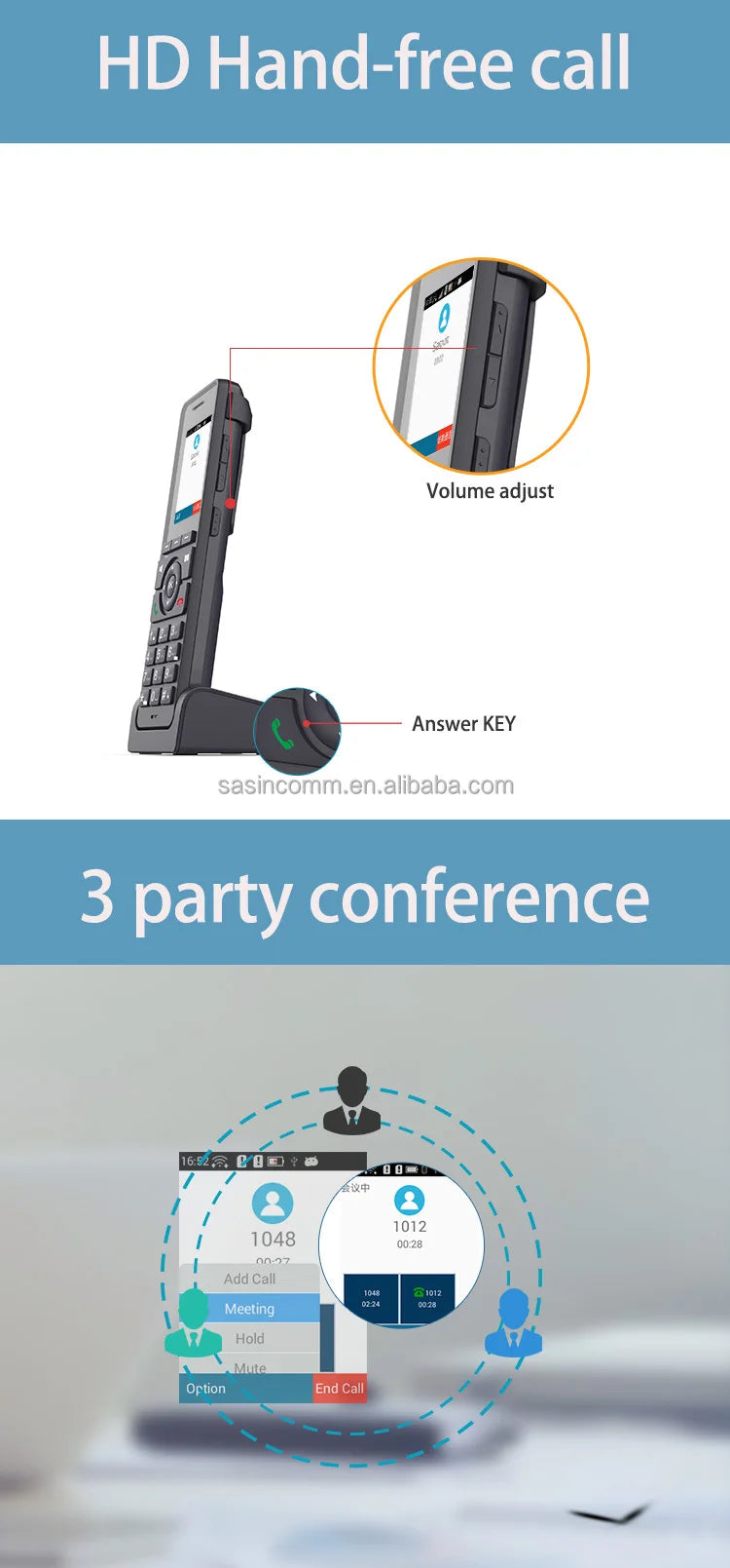 Telefone de Mesa VoIP WiFi 4G LTE - Telefone SIP Sem Fio com Tela de 2,4" e Conferência de 3 Vias
