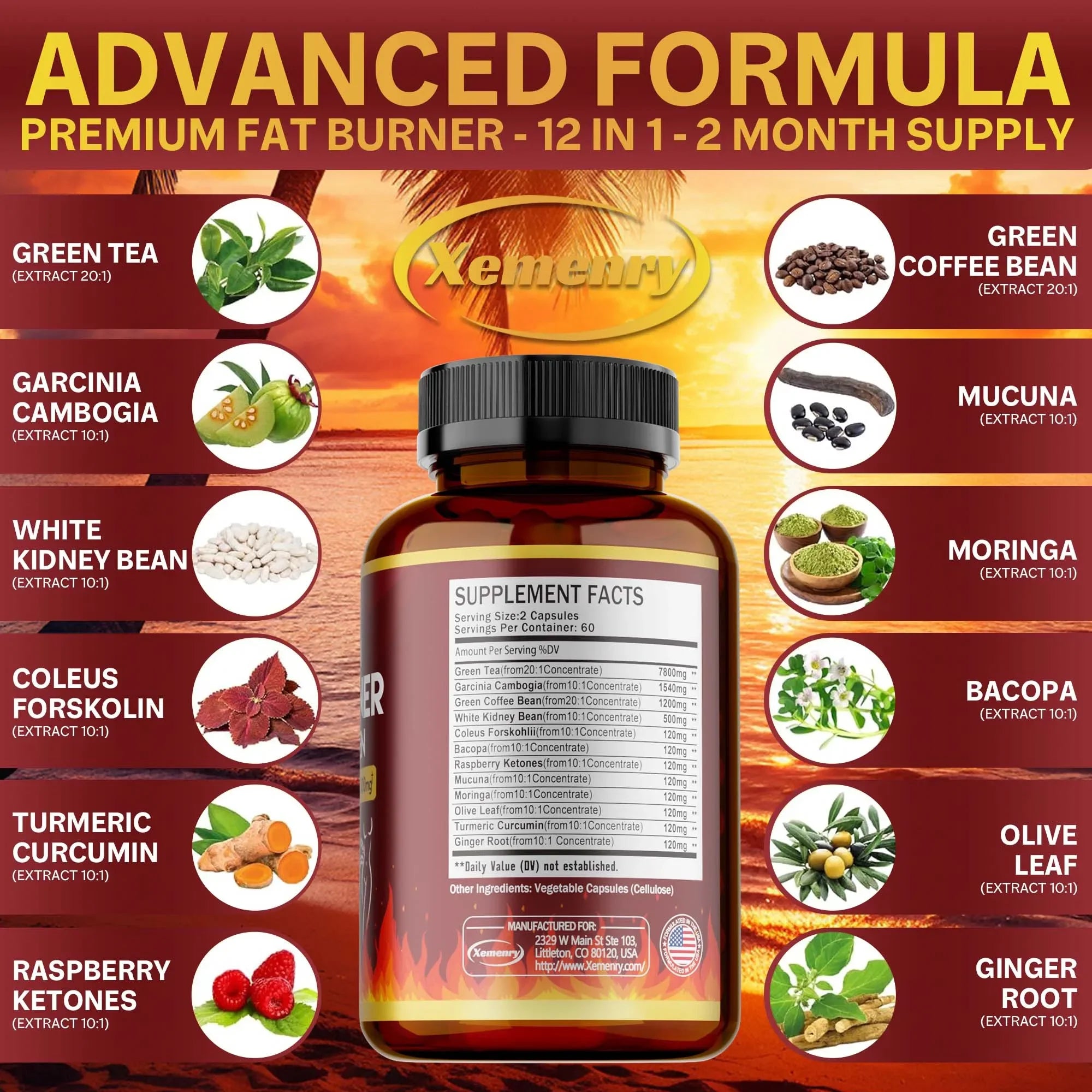 Green Tea Extract Capsules - Fat Burning, Detox, Slimming, Boosts Metabolism and Weight Management Supplement