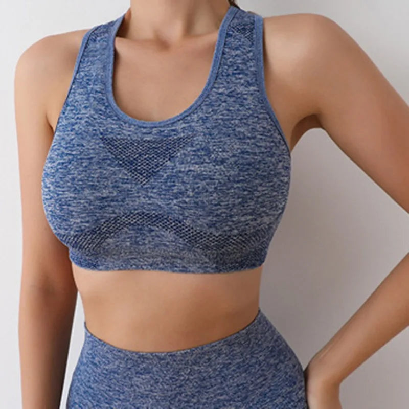 Conjunto de Yoga Feminino Sem Costura - Top Esportivo e Shorts para Treino (Conjunto de 2 Peças para Academia e Fitness)