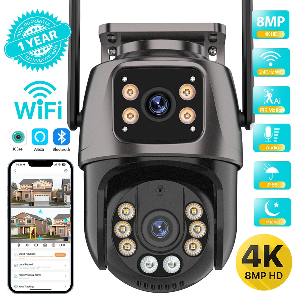 Outdoor WiFi PTZ Security Camera – AI Auto Tracking