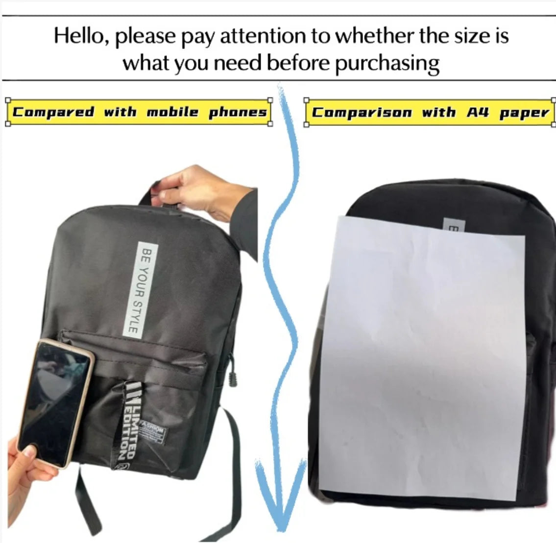 Mochila escolar estilo coreano - Mochila grande para estudantes, homens e mulheres.