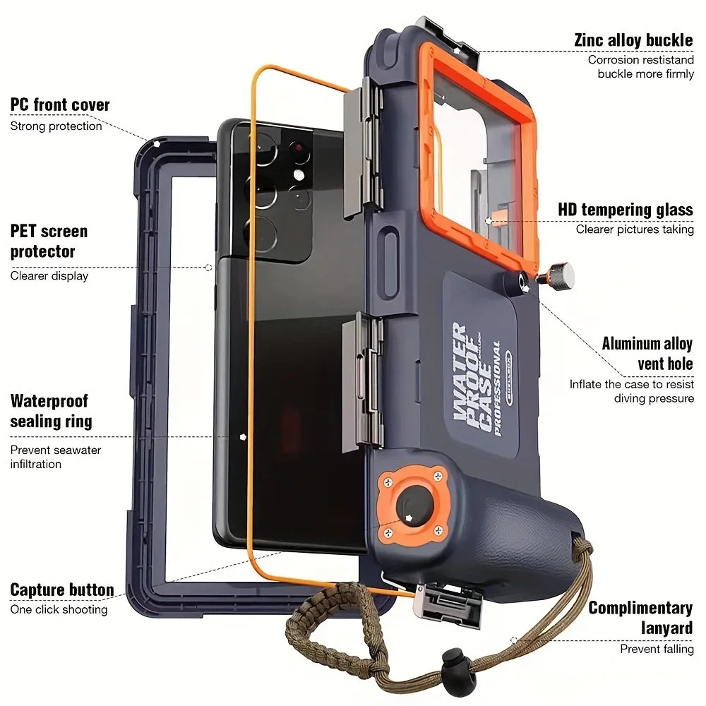 Waterproof Diving Phone Case with Lanyard – 15m / 50ft Underwater Protection