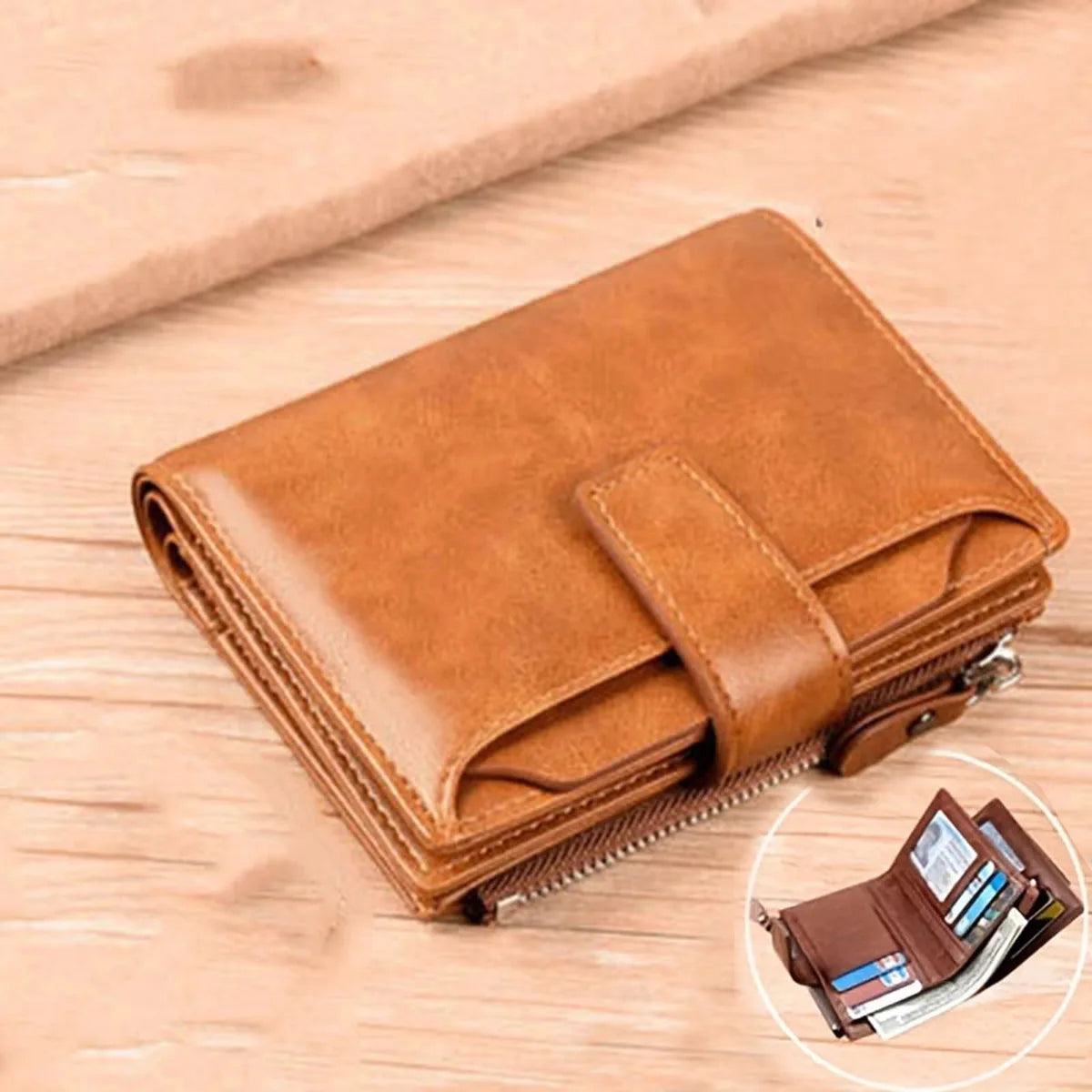 🛡️ RFID Blocking Leather Wallet - Zipper Coin Purse for Men