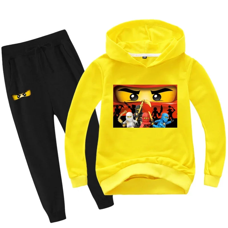 Roupas Infantis Meninos de 2 a 13 Anos Primavera Outono Conjuntos de Roupas Infantis Moletons Calças Conjunto de 2 Peças Agasalho Anime Casaco