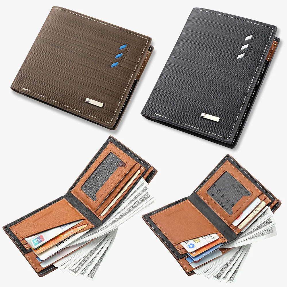 👜 Men's Slim PU Leather Wallet - Card Holder & Cash Compartment
