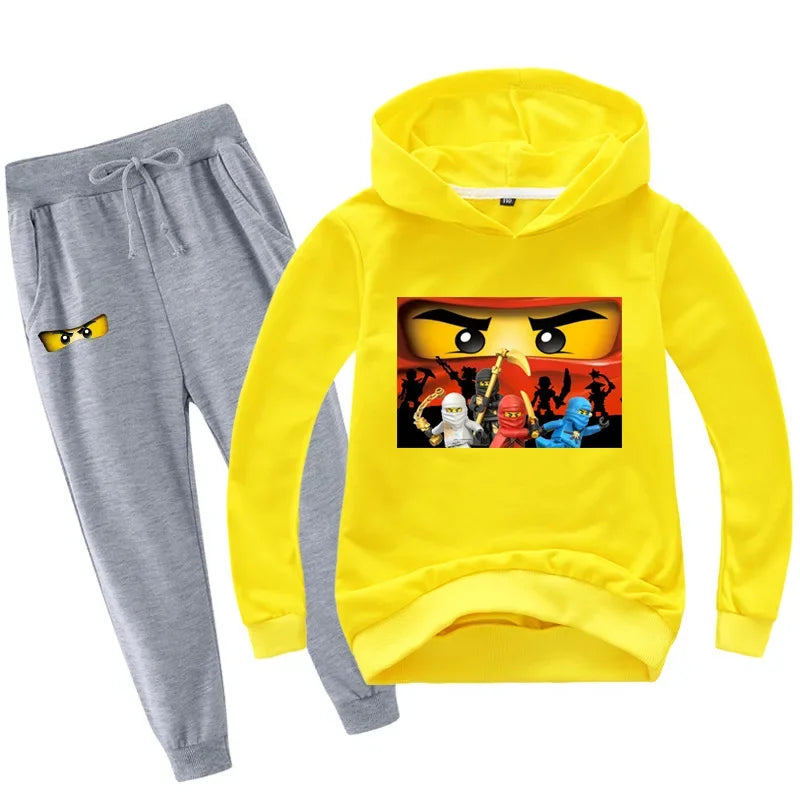 Roupas Infantis Meninos de 2 a 13 Anos Primavera Outono Conjuntos de Roupas Infantis Moletons Calças Conjunto de 2 Peças Agasalho Anime Casaco