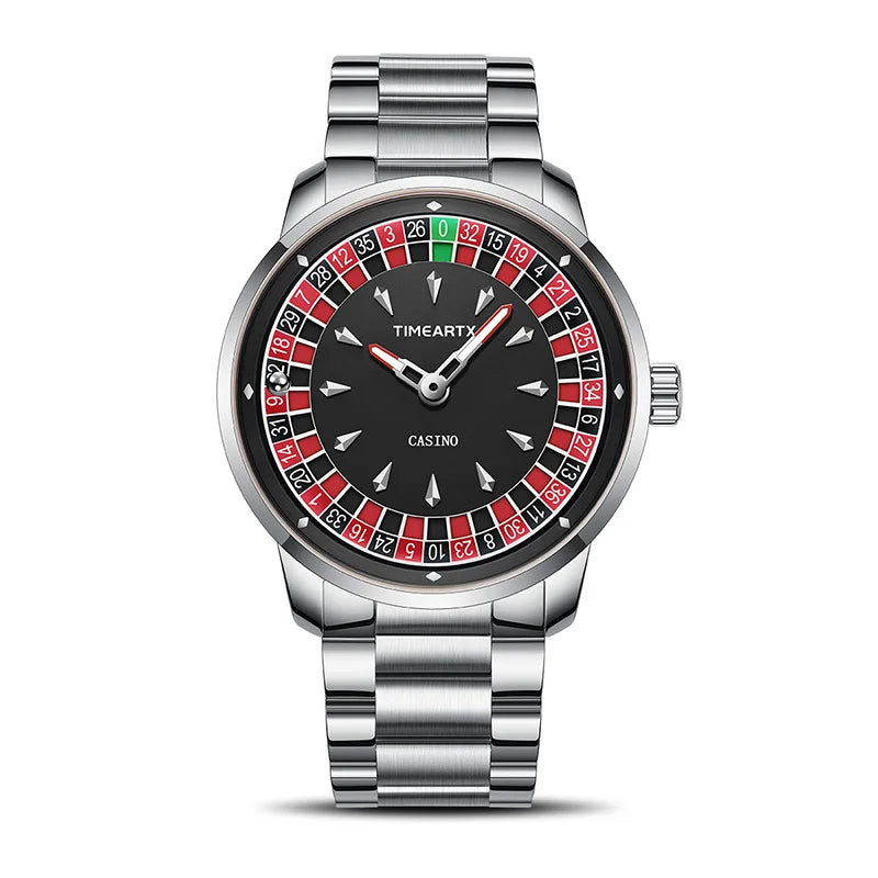 TIMEARTX Men's Poker Roulette Watch – European Design Quartz Wristwatch with Luminous Hands | Gift for Him