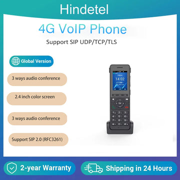 Telefone de Mesa VoIP WiFi 4G LTE - Telefone SIP Sem Fio com Tela de 2,4" e Conferência de 3 Vias