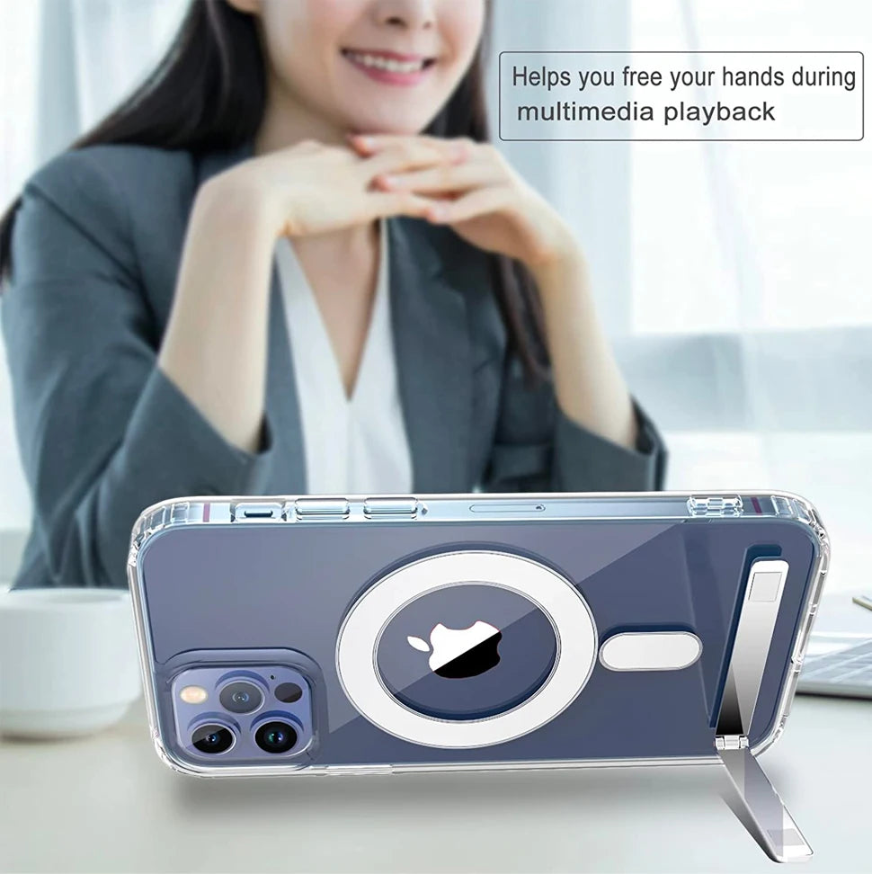 Magnetic iPhone Case with Kickstand – Clear Transparent Cover