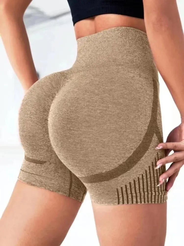 Shorts de Yoga Femininos Que Levantam o Bumbum - Shorts de Treino Sem Costura de Cintura Alta para Academia e Fitness