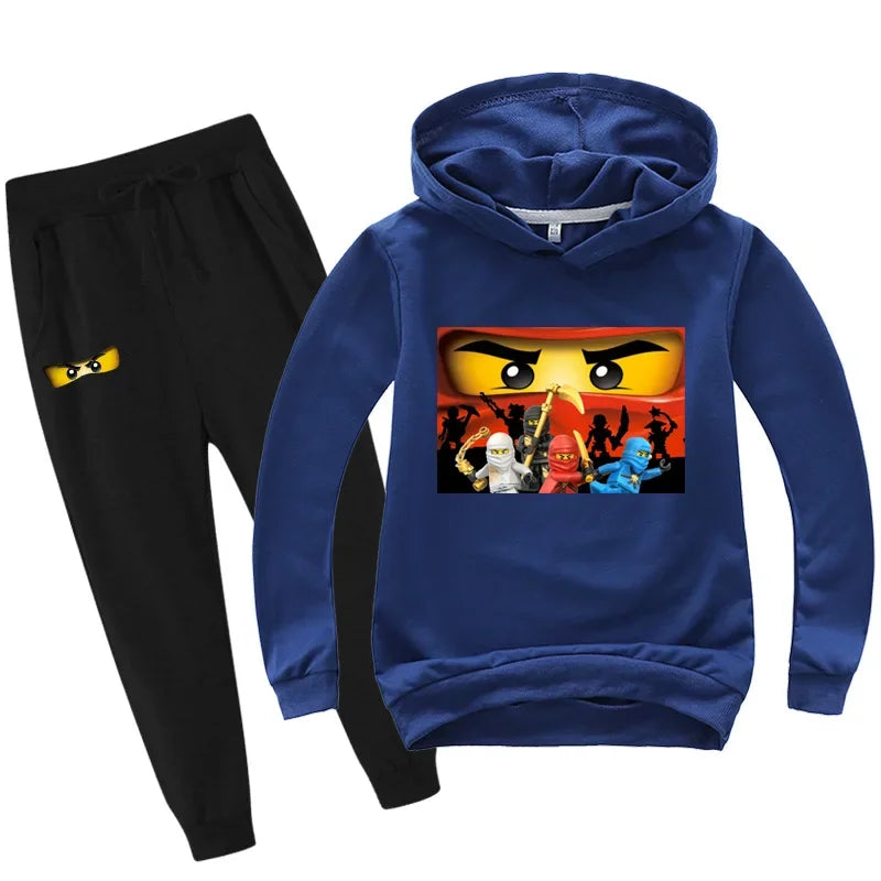 Roupas Infantis Meninos de 2 a 13 Anos Primavera Outono Conjuntos de Roupas Infantis Moletons Calças Conjunto de 2 Peças Agasalho Anime Casaco